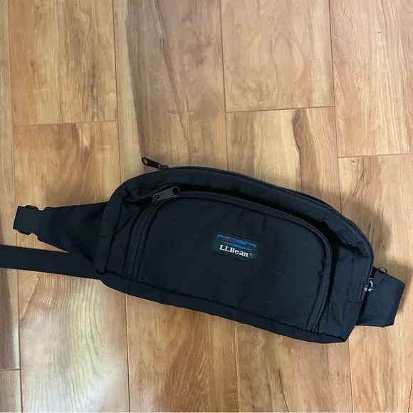 Vintage L.L. Bean Classic Black Waist Bag - Picture 1 of 7
